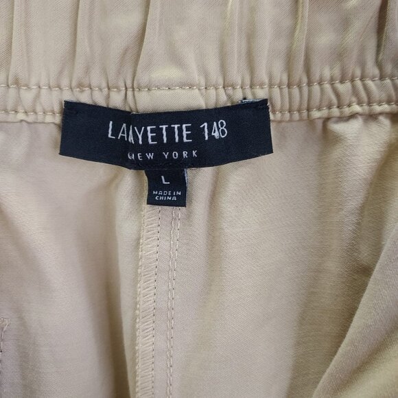 Lafayette 148 Ankle Pants Large Urbane Satin Cloth Dekalb Pull-On D-Ring Belt - Picture 10 of 16